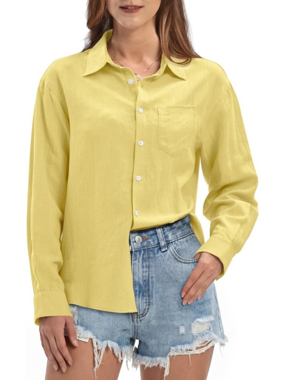 Linen Button Down Shirt for Women | Loose Fit, Casual Summer Top, Lightweight